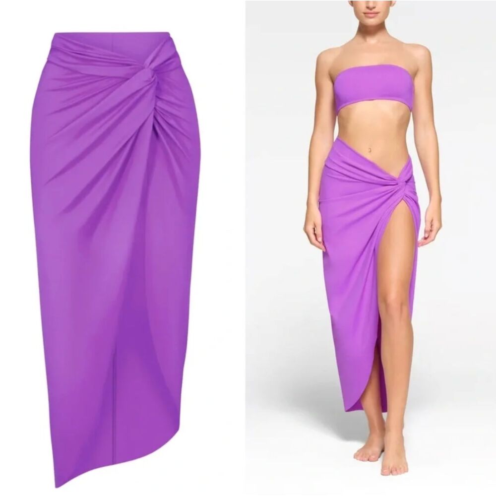 SKIMS Purple Recycled Swim Sarong Skirt Cover Up Size 4X NWT Violet